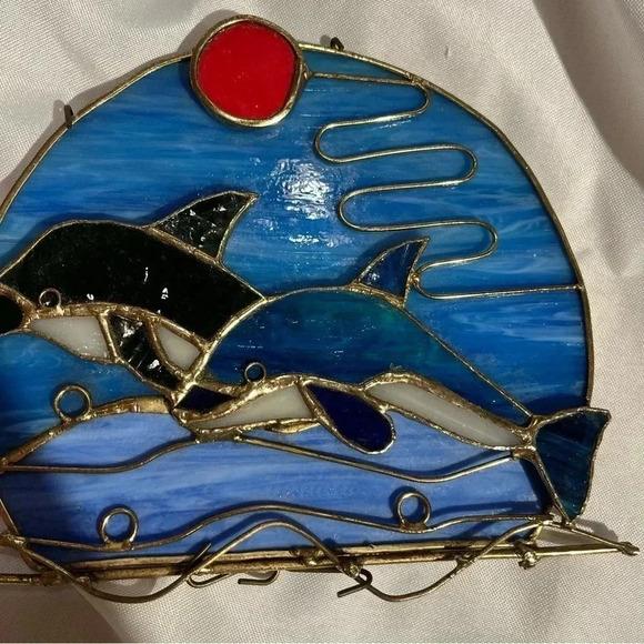 Handmade Stained Glass Dolohin Suncatcher - Picture 3 of 5